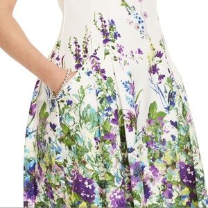 RALPH LAUREN White Floral pleated dress